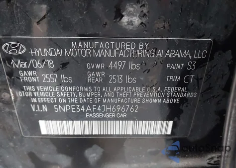 2018 Hyundai Sonata Sport from USA, damaged, VIN 5NPE34AF4JH696762